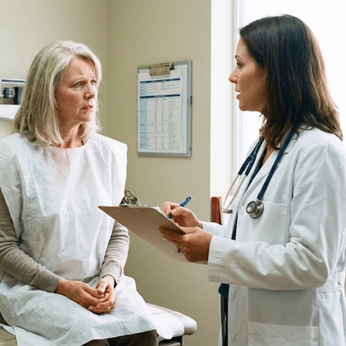Patient receiving a neuropathy diagnosis from a doctor